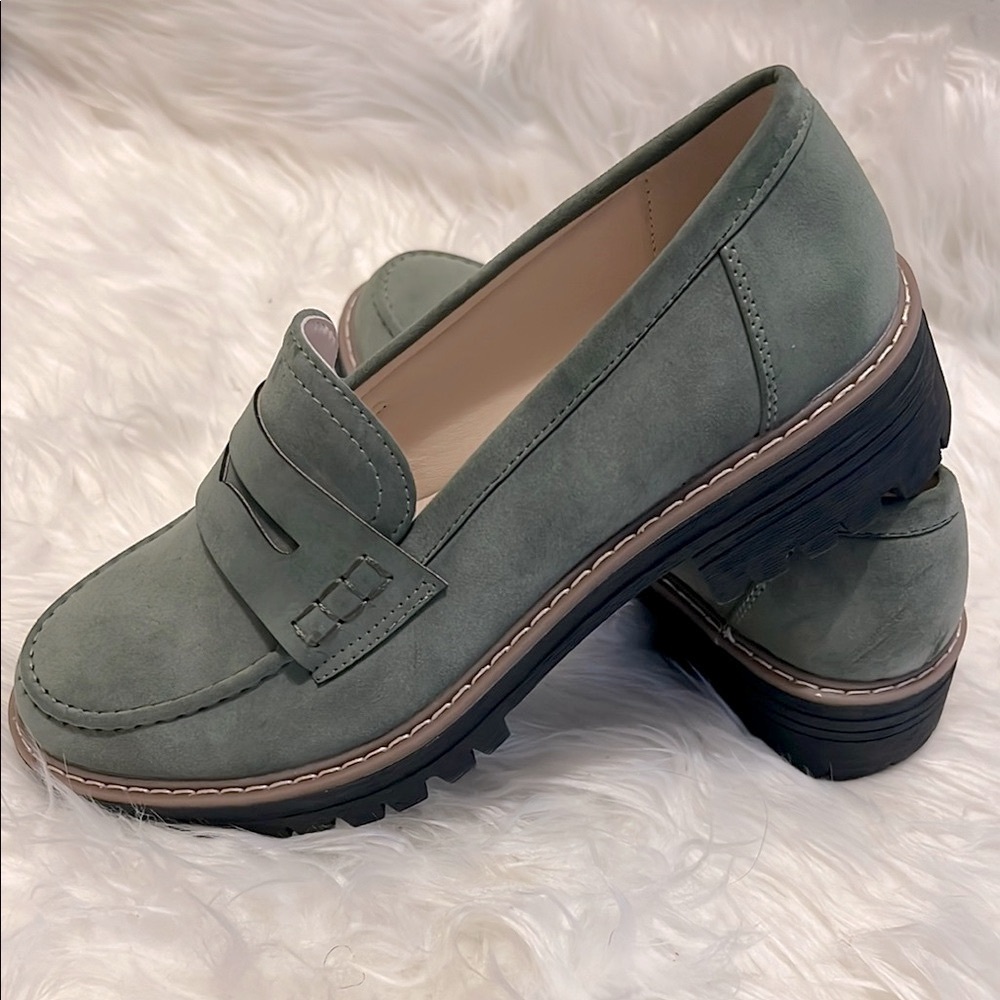 Sophisticated Green Suede Loafers